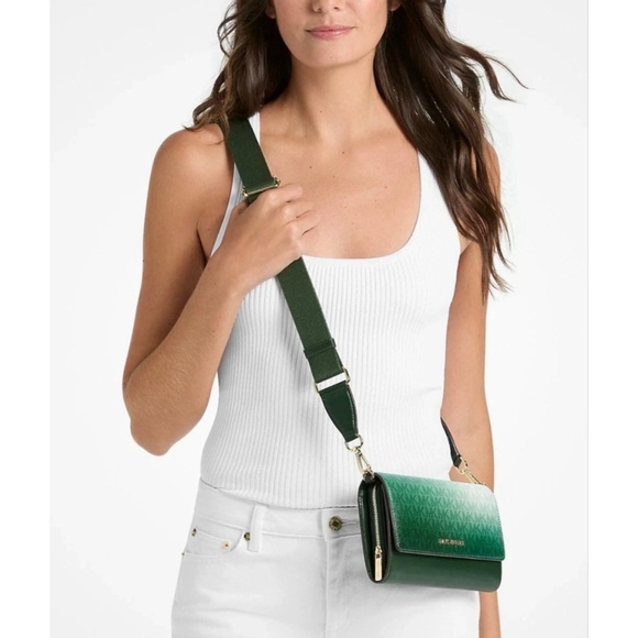 Michael Kors Jet Set Large Moss Multi Crossbody Bag with Logo & Zip Closure - Picture 2 of 11